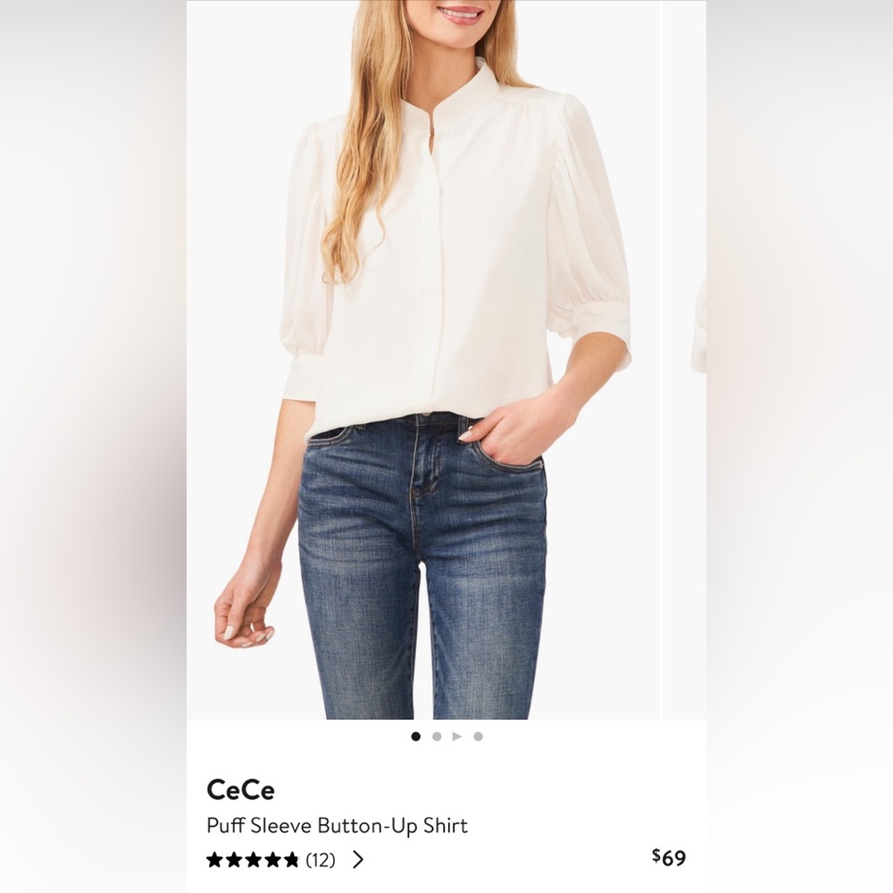 CeCe Puff Sleeve Button Up Blouse